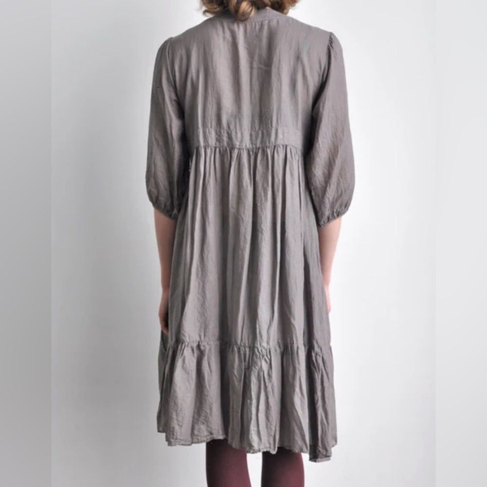 JP And Mattie ‘Charlotte’ Dress Gray Blue Cotton Pintucks Ruffles Cottagecore M - Picture 7 of 9